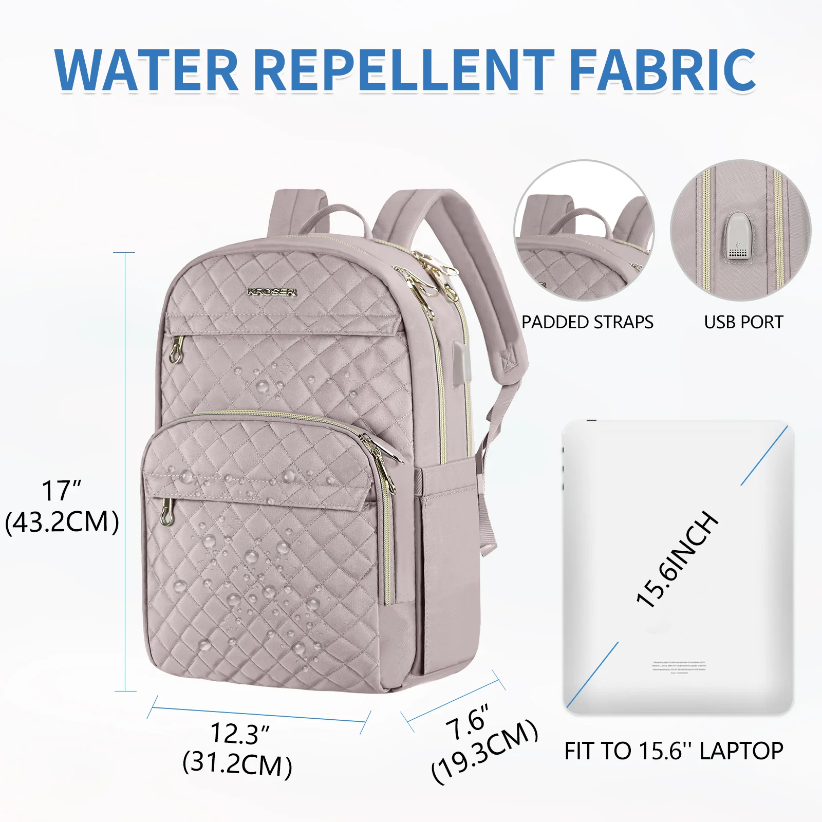 KROSER 15.6" Laptop Backpack with USB Port - Image 8