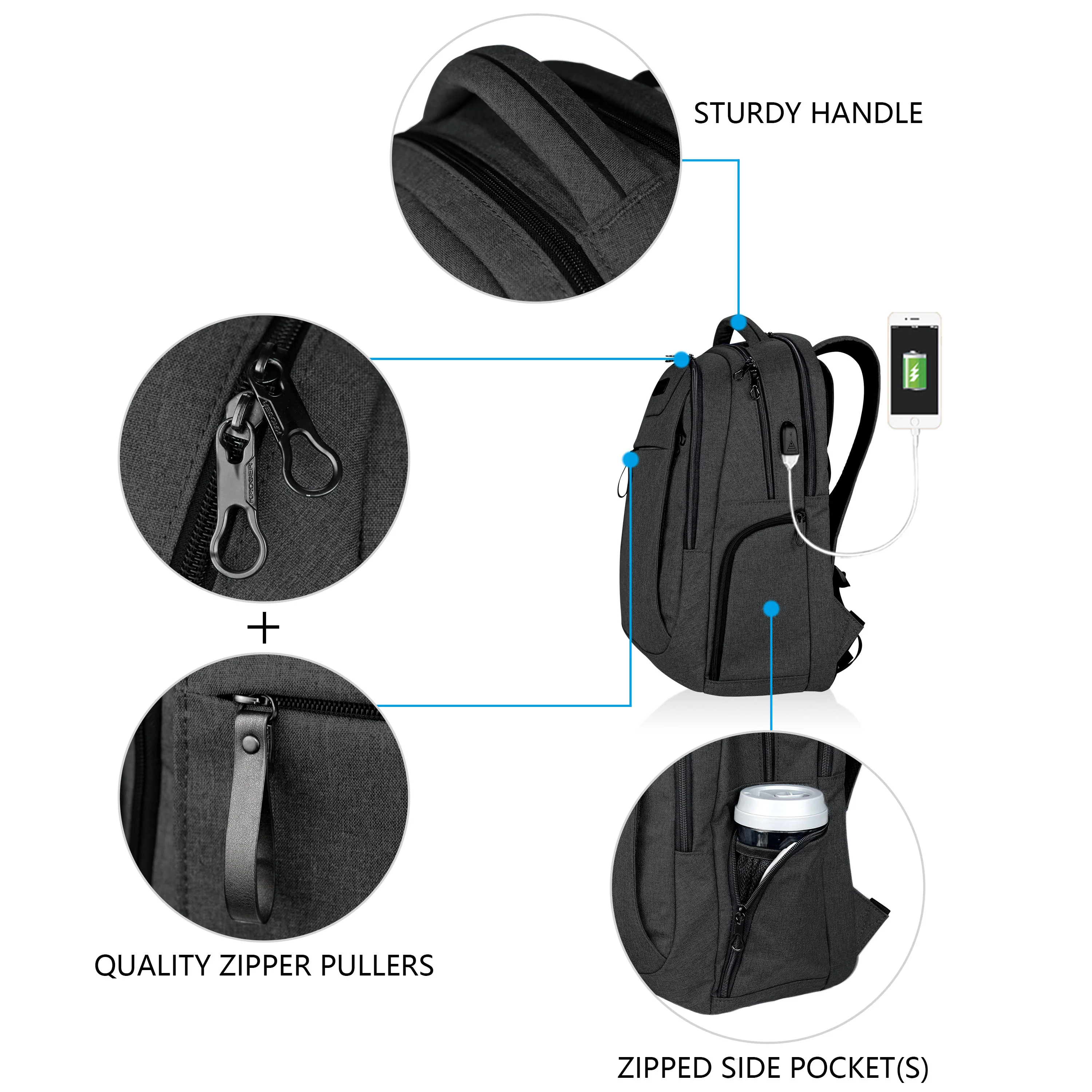 KROSER 17.3" Anti-Theft Travel Laptop Backpack - Image 3