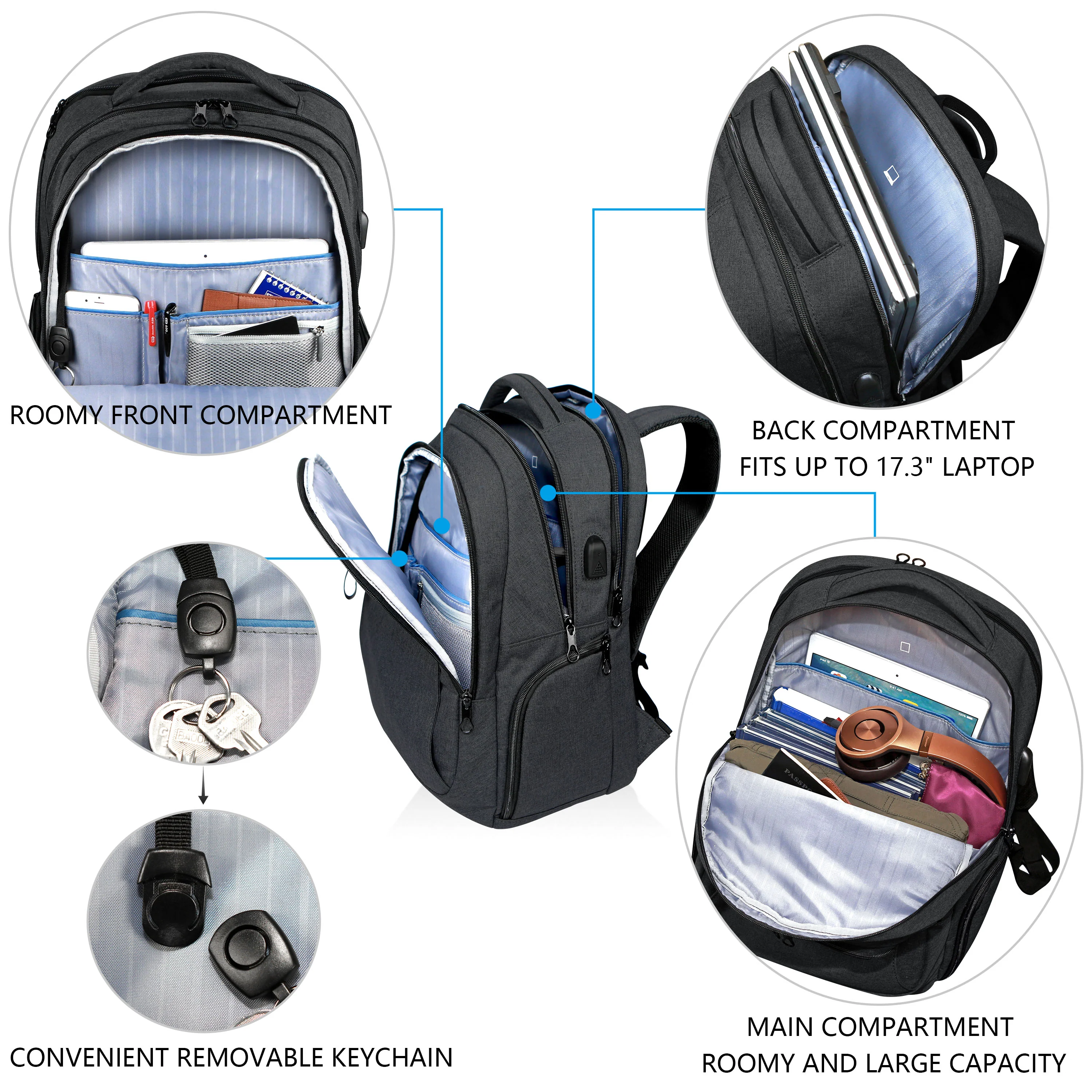 KROSER 17.3" Anti-Theft Travel Laptop Backpack - Image 5