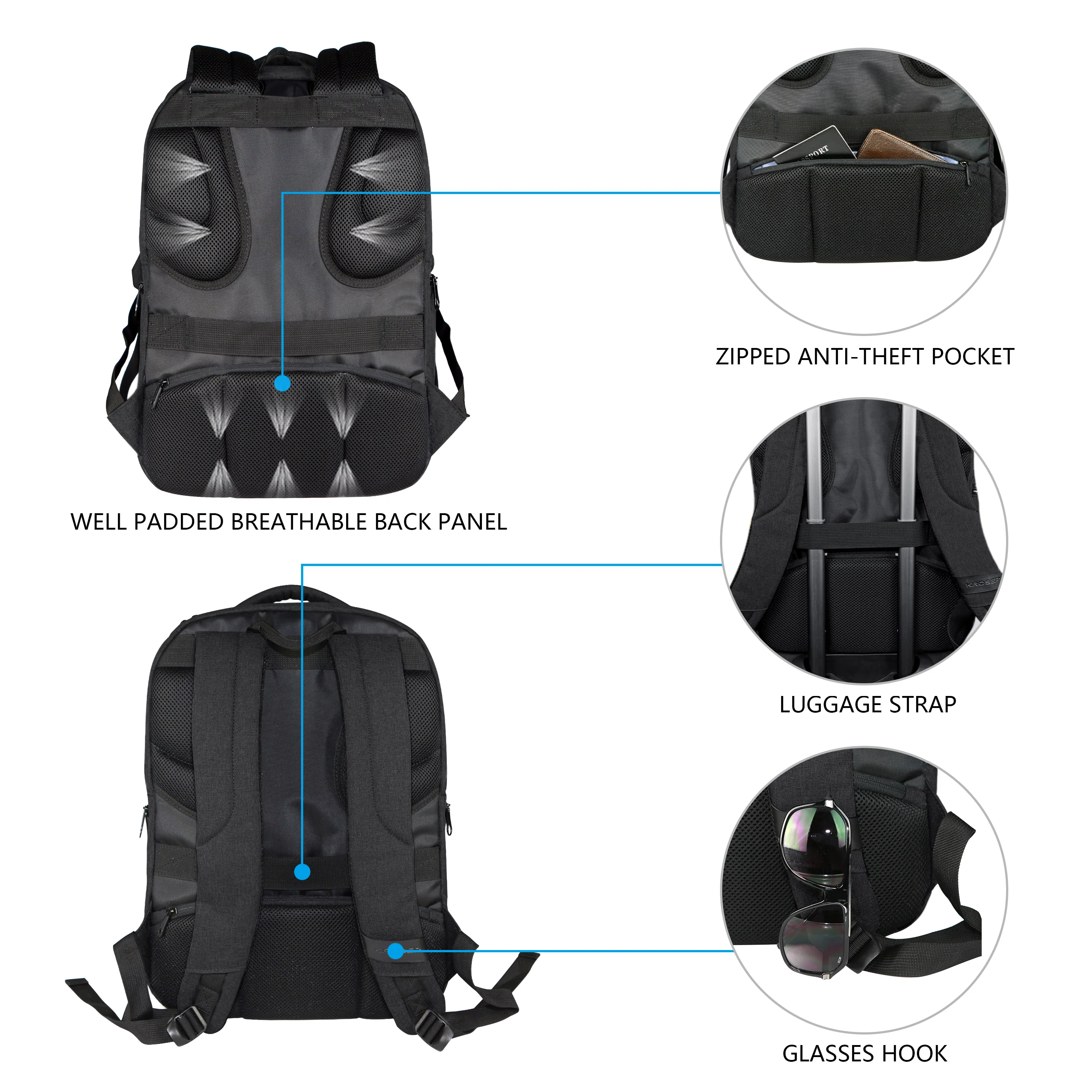 KROSER 17.3" Anti-Theft Travel Laptop Backpack - Image 6