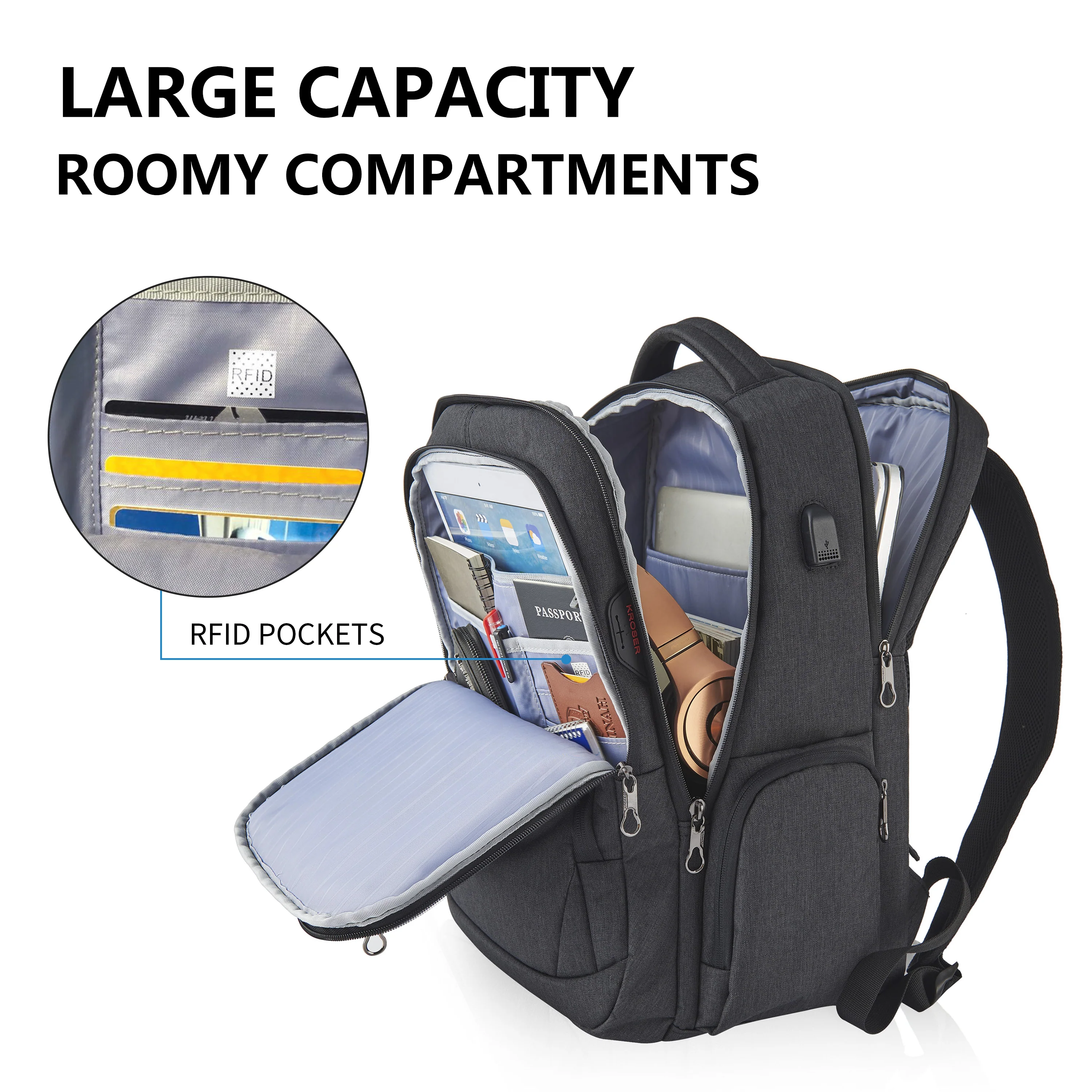 KROSER 17.3" Business Travel Laptop Backpack - Image 3