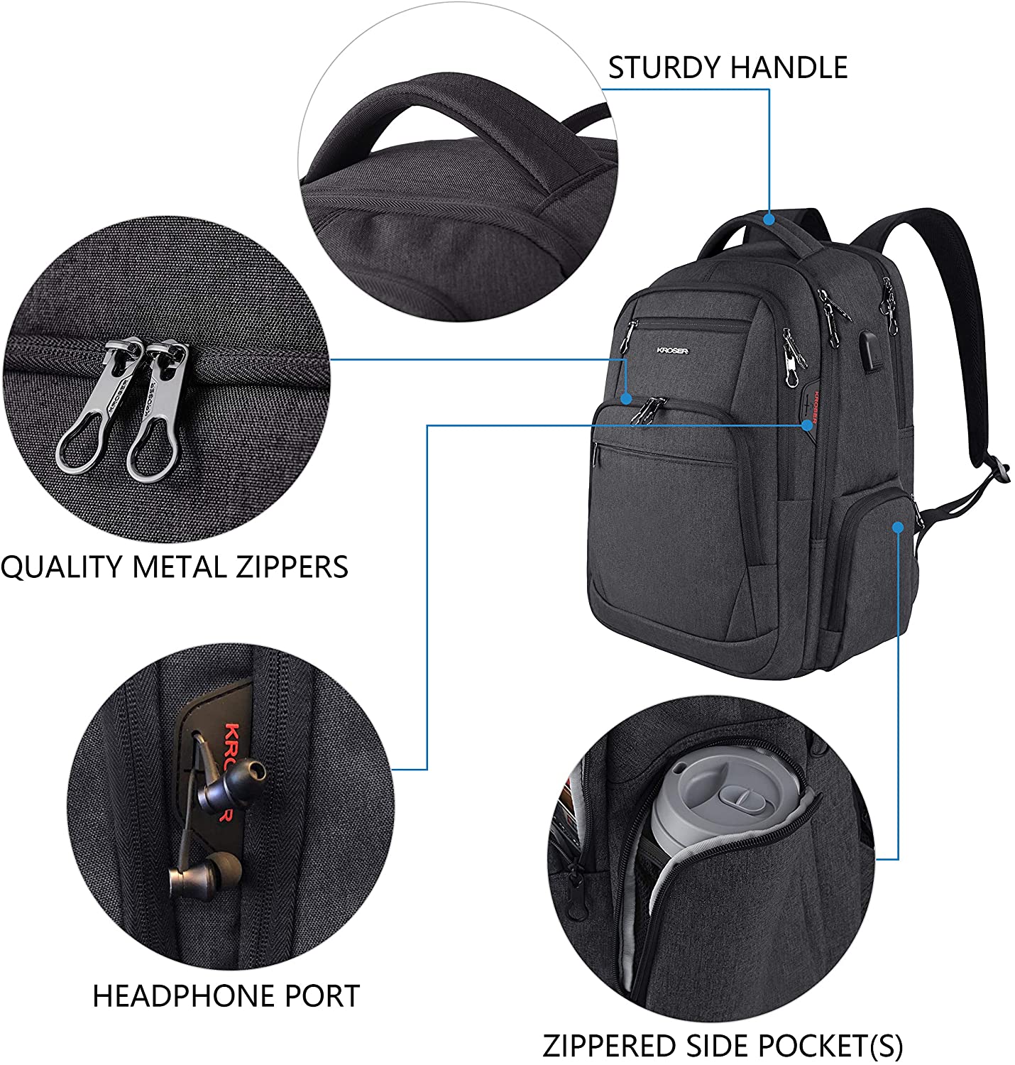 KROSER 17.3" Business Travel Laptop Backpack - Image 5