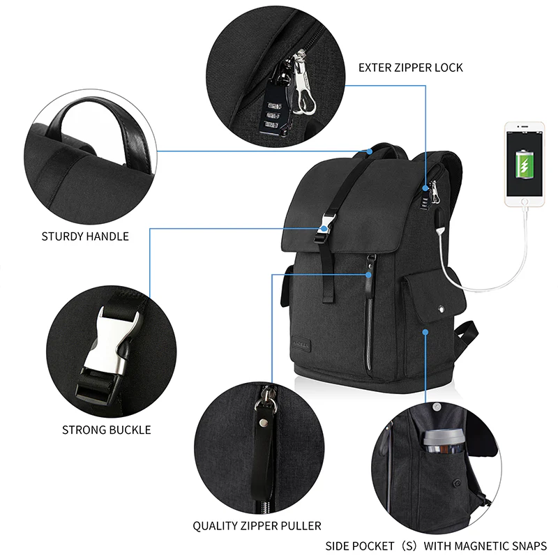 KROSER 17.3" Travel Laptop Backpack with USB Port - Image 5