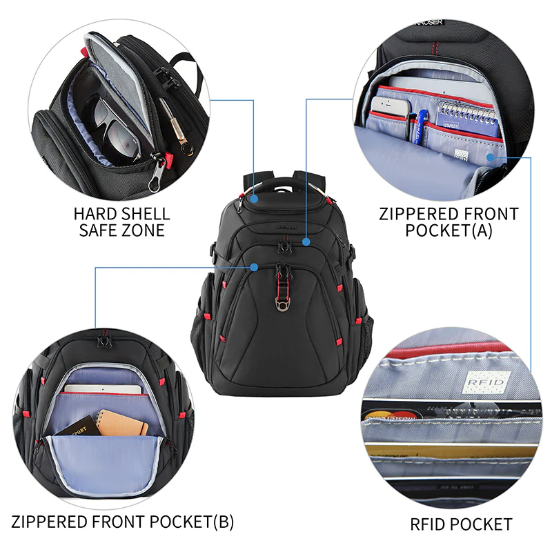 KROSER 17.3" XL Travel Laptop Backpack with Hard Shell & RFID - Image 4