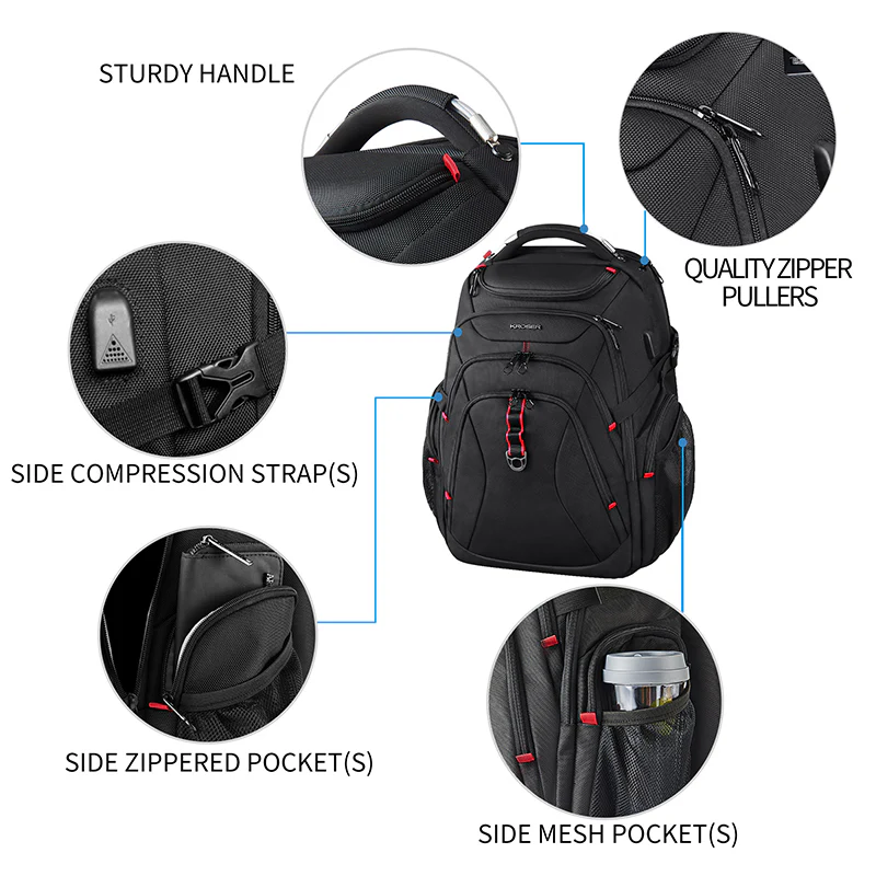 KROSER 17.3" XL Travel Laptop Backpack with Hard Shell & RFID - Image 5