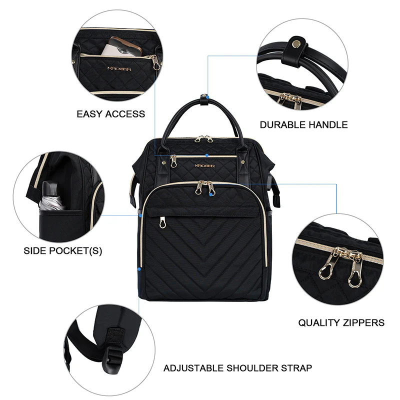 KROSER 17" Quilted Laptop Backpack with USB Port - Image 4