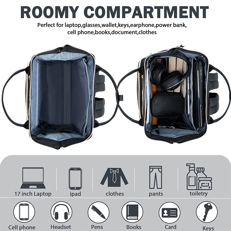 KROSER 17" Quilted Laptop Backpack with USB Port - Image 6
