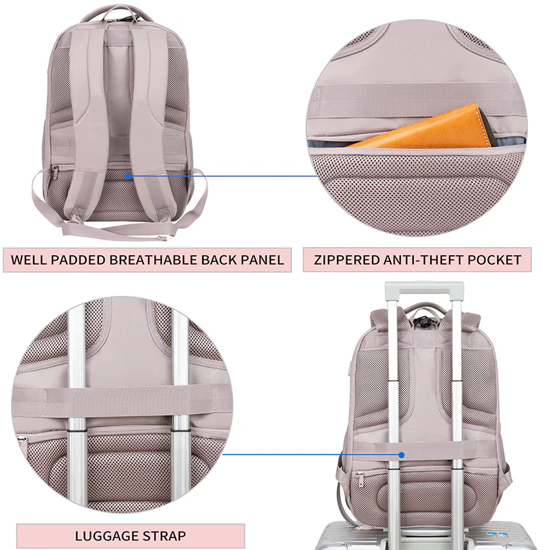 KROSER 17" Quilted Laptop Backpack with USB & RFID - Image 13