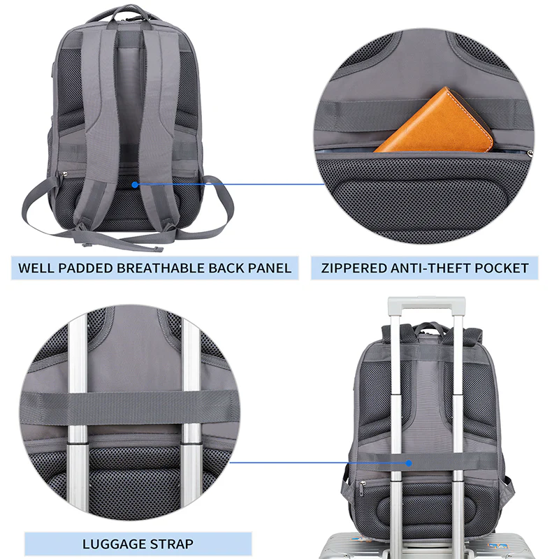 KROSER 17" Quilted Laptop Backpack with USB & RFID - Image 19