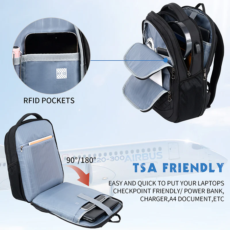 KROSER 17" Quilted Laptop Backpack with USB & RFID - Image 5