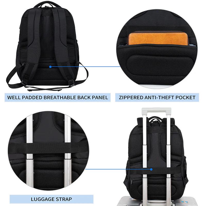 KROSER 17" Quilted Laptop Backpack with USB & RFID - Image 6