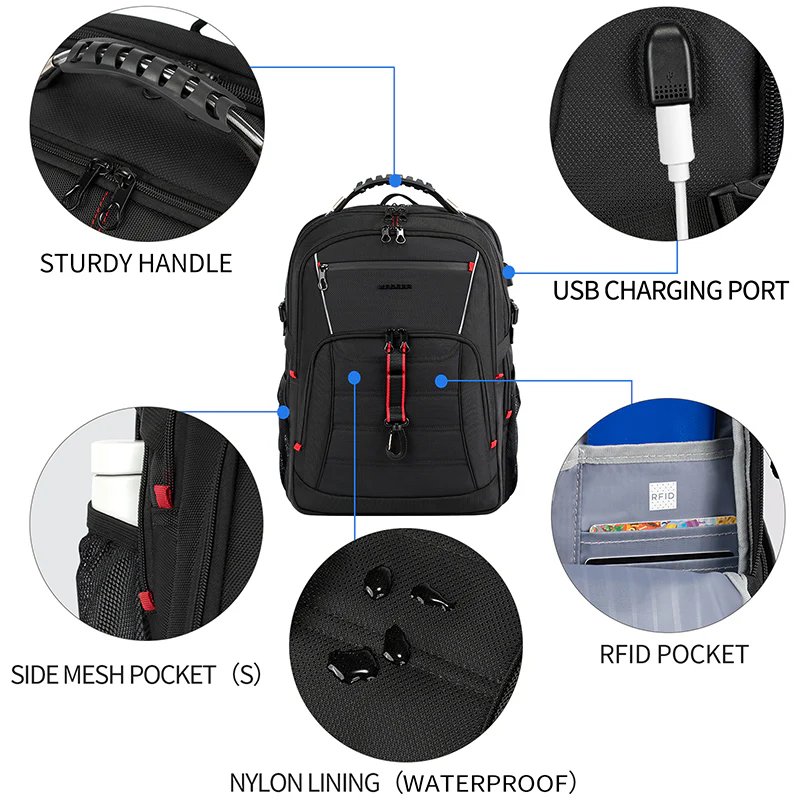 KROSER 18.4" Travel Laptop Backpack with USB & RFID - Image 4