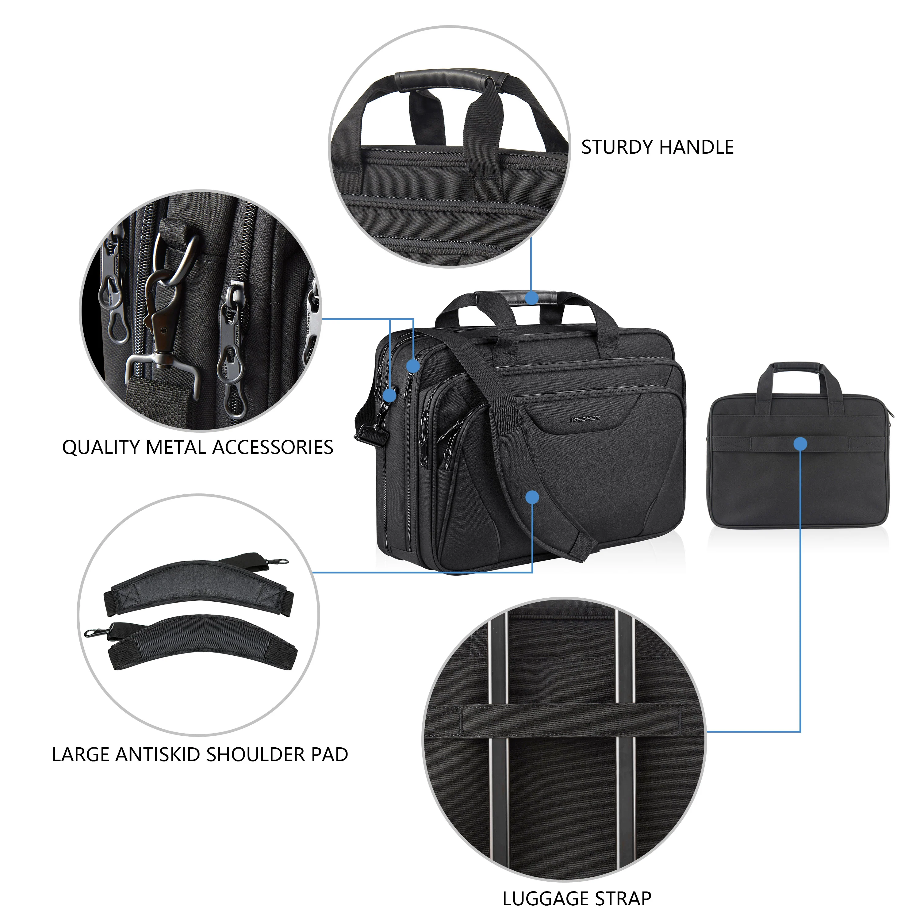 KROSER 17.3" Expandable Laptop Briefcase - Image 5