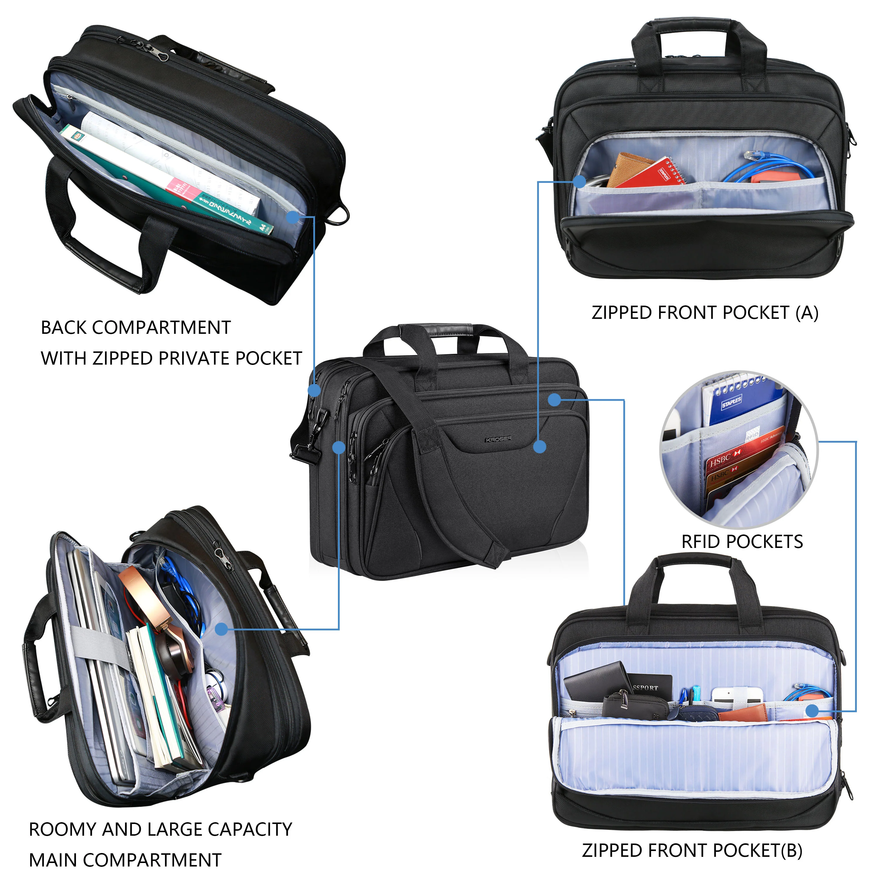 KROSER 17.3" Expandable Laptop Briefcase - Image 6