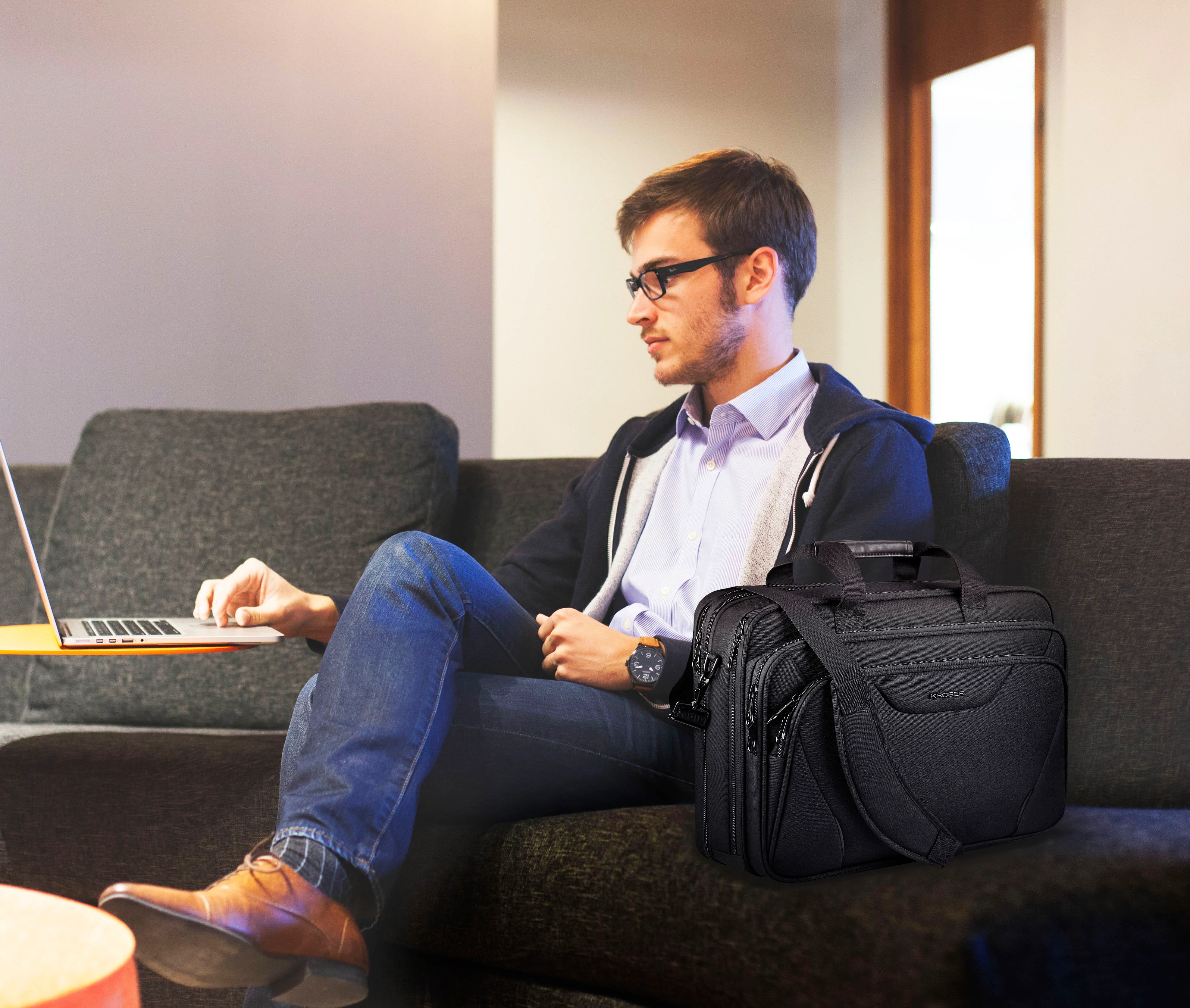KROSER 17.3" Expandable Laptop Briefcase - Image 8