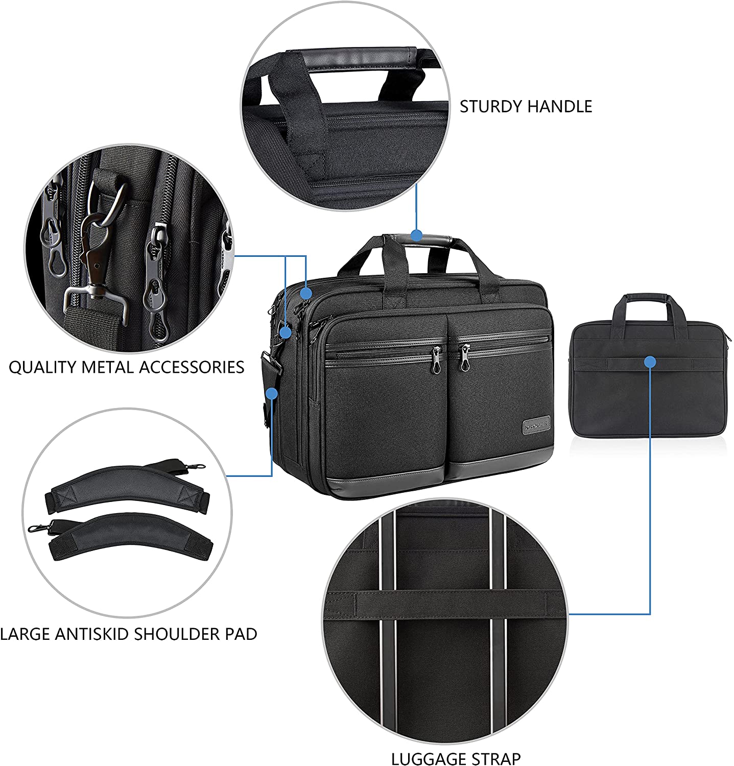KROSER 17.3" Expandable Laptop Briefcase with RFID - Image 6
