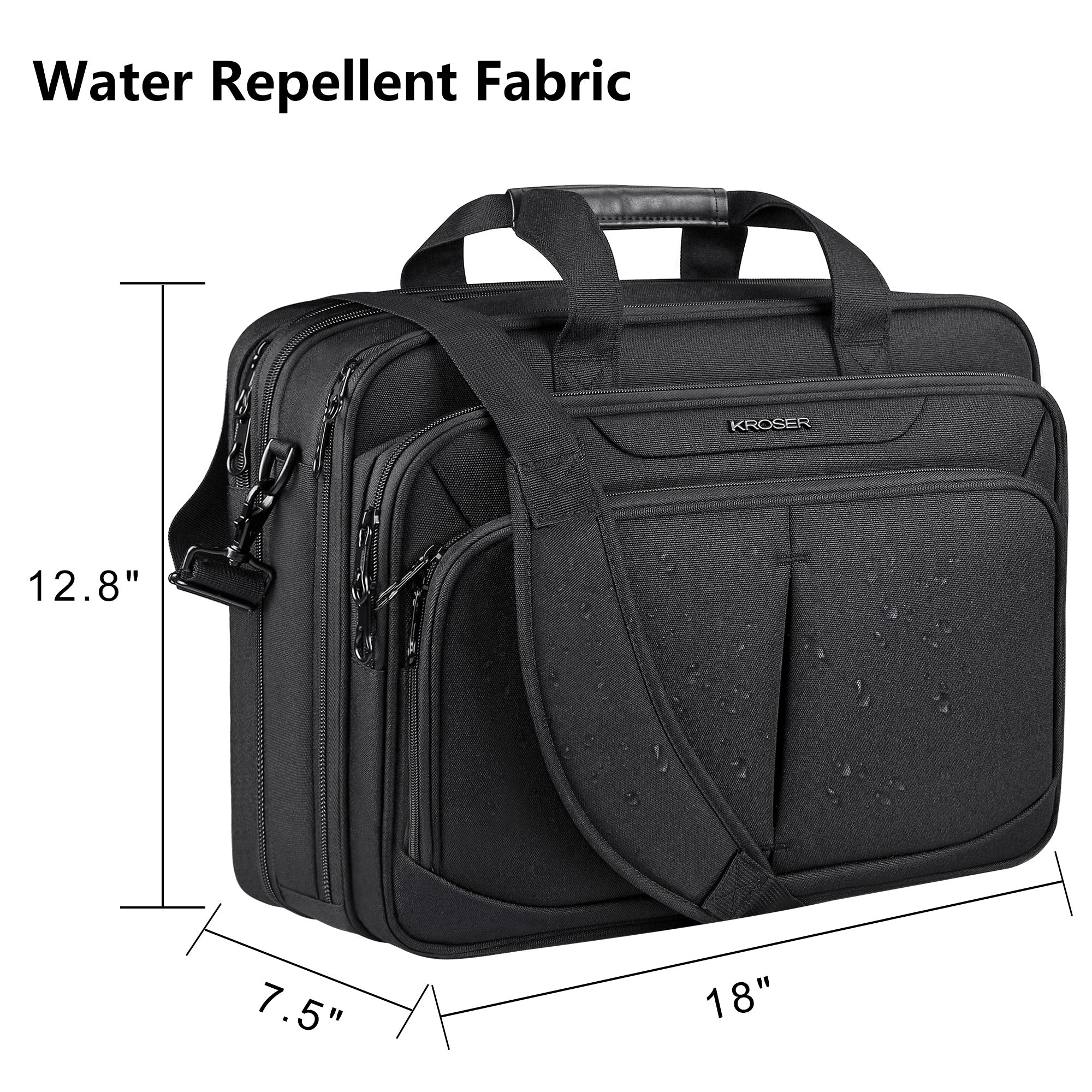 KROSER 17.3" Expandable Laptop Briefcase with RFID - Image 5