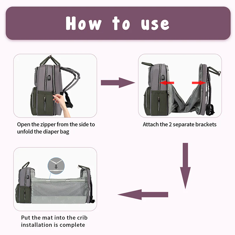 KROSER Foldable Diaper Backpack with Changing Station & Insulated Pockets - Image 5