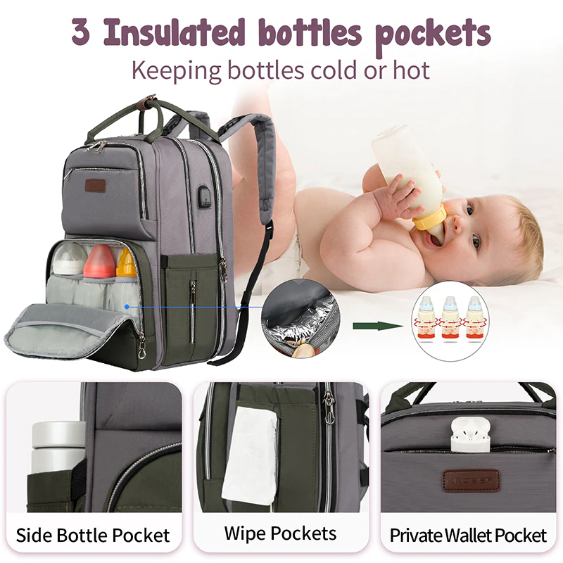 KROSER Foldable Diaper Backpack with Changing Station & Insulated Pockets - Image 6