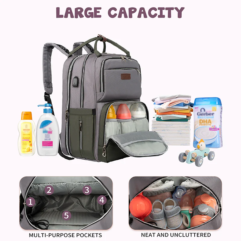 KROSER Foldable Diaper Backpack with Changing Station & Insulated Pockets - Image 7