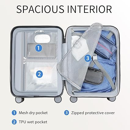 KROSER 20" Hardside Expandable Carry-On Luggage with USB & TSA Lock - Image 4