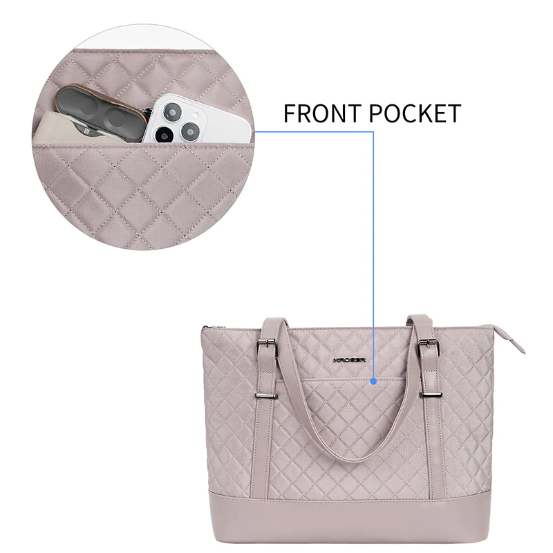 KROSER™ 15.6 Inch Laptop Tote Bag Lady bag-Quilted - Image 12