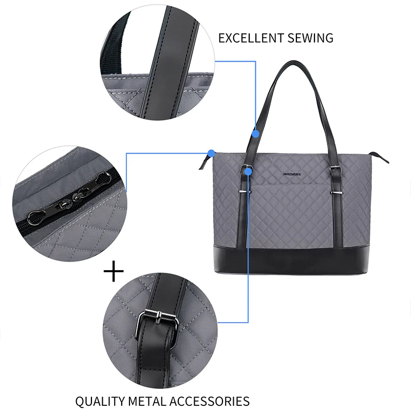 KROSER™ 15.6 Inch Laptop Tote Bag Lady bag-Quilted - Image 16