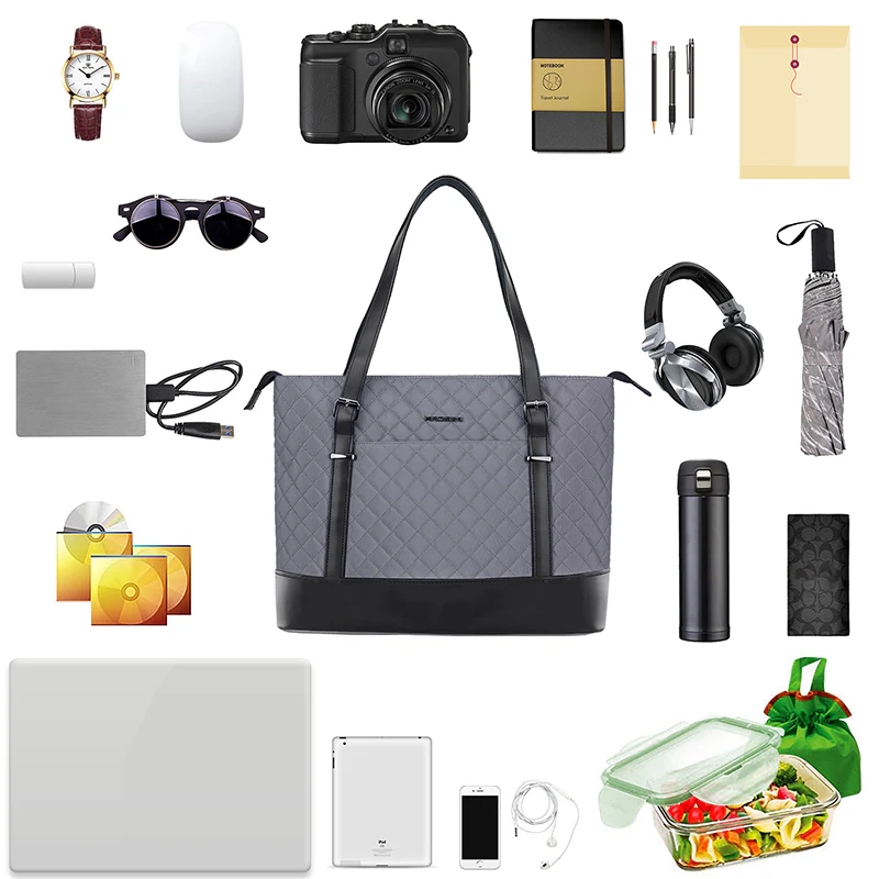 KROSER™ 15.6 Inch Laptop Tote Bag Lady bag-Quilted - Image 20