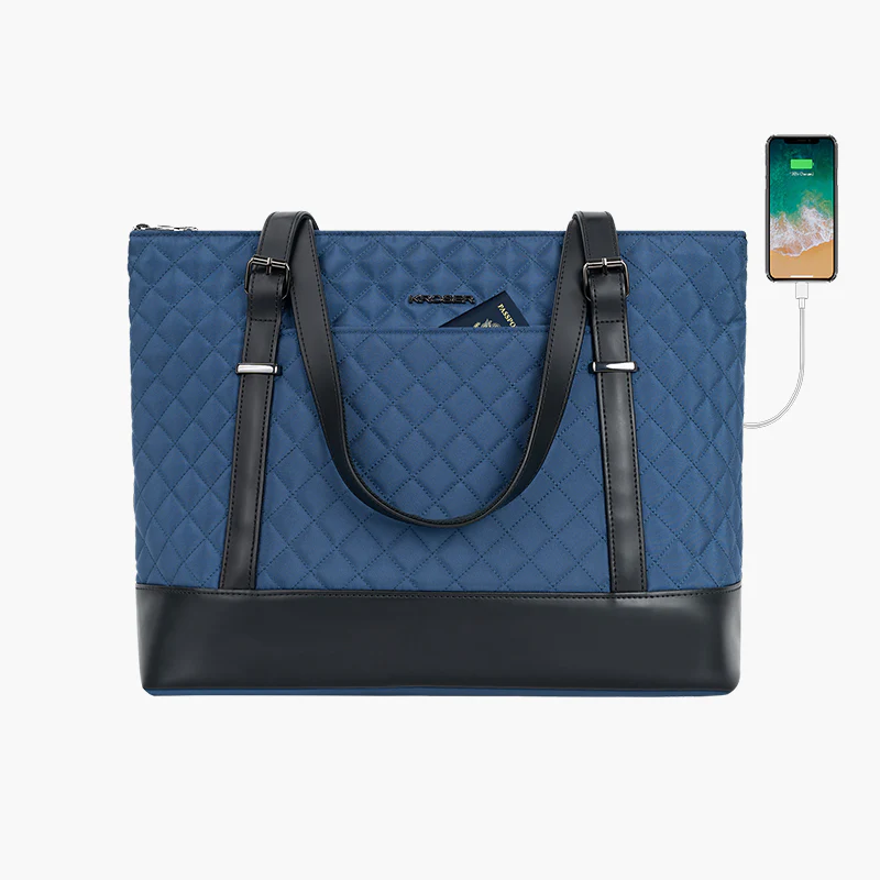 KROSER™ 15.6 Inch Laptop Tote Bag Lady bag-Quilted - Image 21
