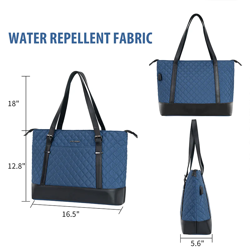KROSER™ 15.6 Inch Laptop Tote Bag Lady bag-Quilted - Image 22
