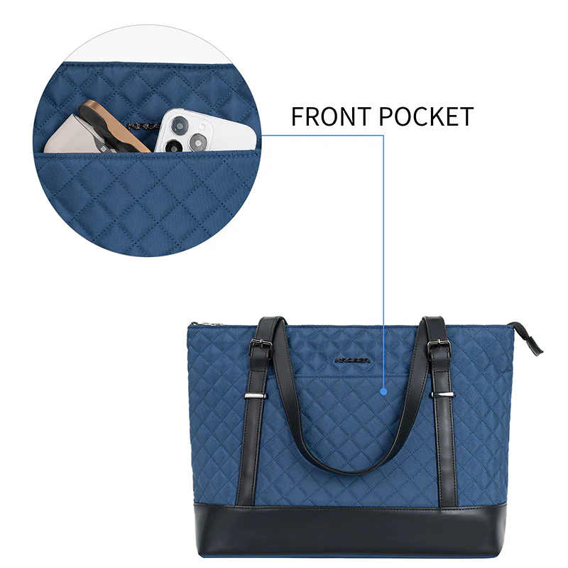 KROSER™ 15.6 Inch Laptop Tote Bag Lady bag-Quilted - Image 25