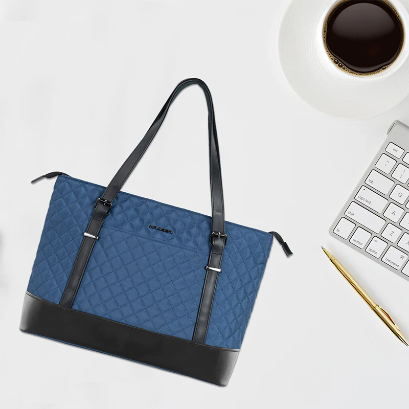 KROSER™ 15.6 Inch Laptop Tote Bag Lady bag-Quilted - Image 26