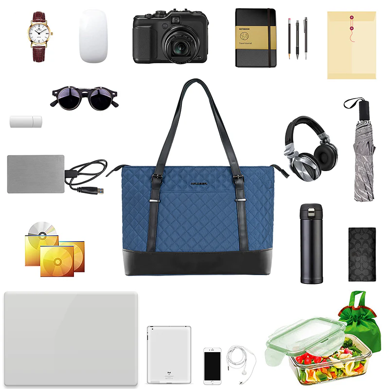 KROSER™ 15.6 Inch Laptop Tote Bag Lady bag-Quilted - Image 27