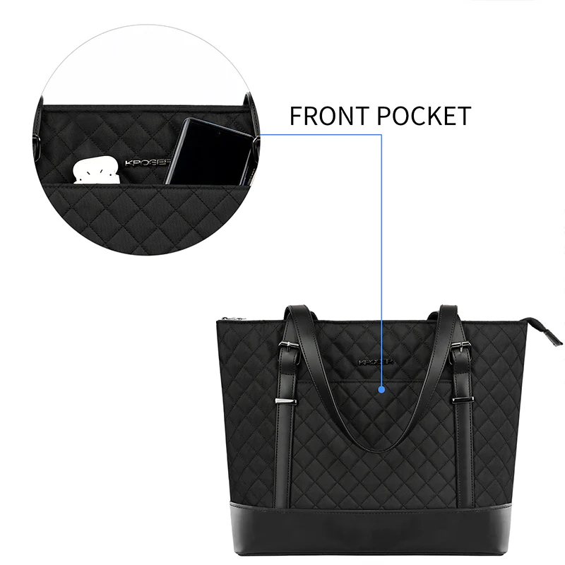 KROSER™ 15.6 Inch Laptop Tote Bag Lady bag-Quilted - Image 5