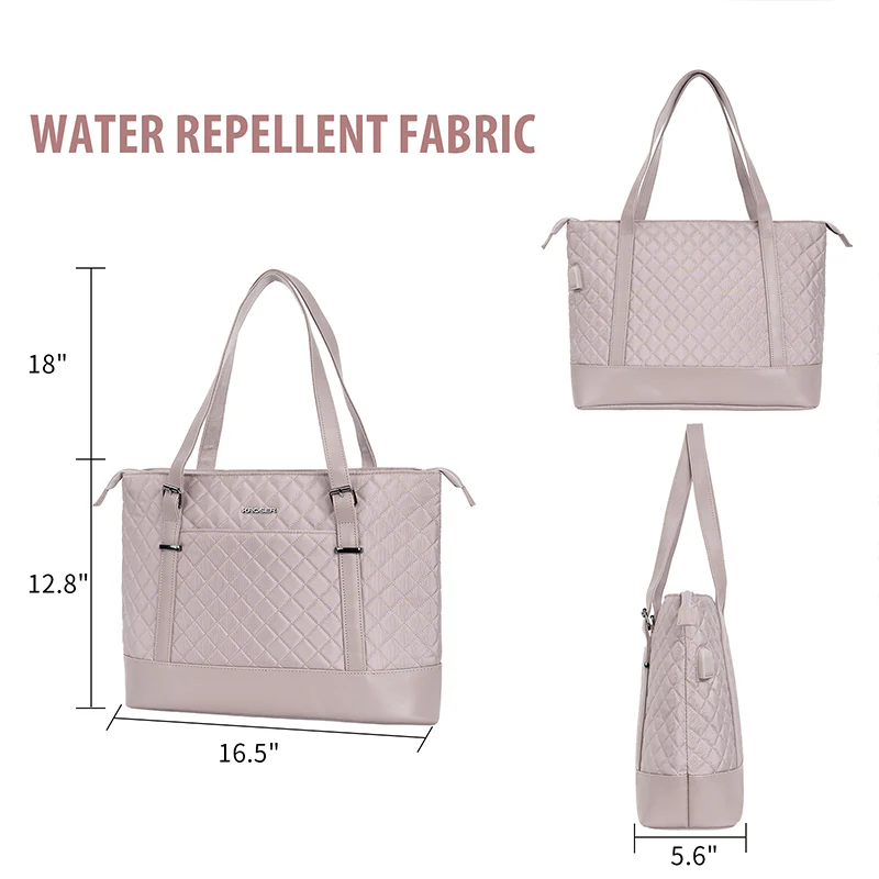 KROSER™ 15.6 Inch Laptop Tote Bag Lady bag-Quilted - Image 9