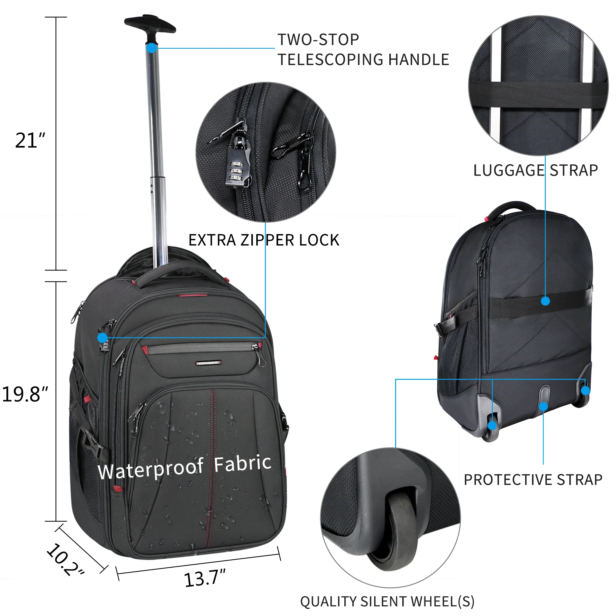 KROSER 17" Rolling Laptop Backpack - Image 3