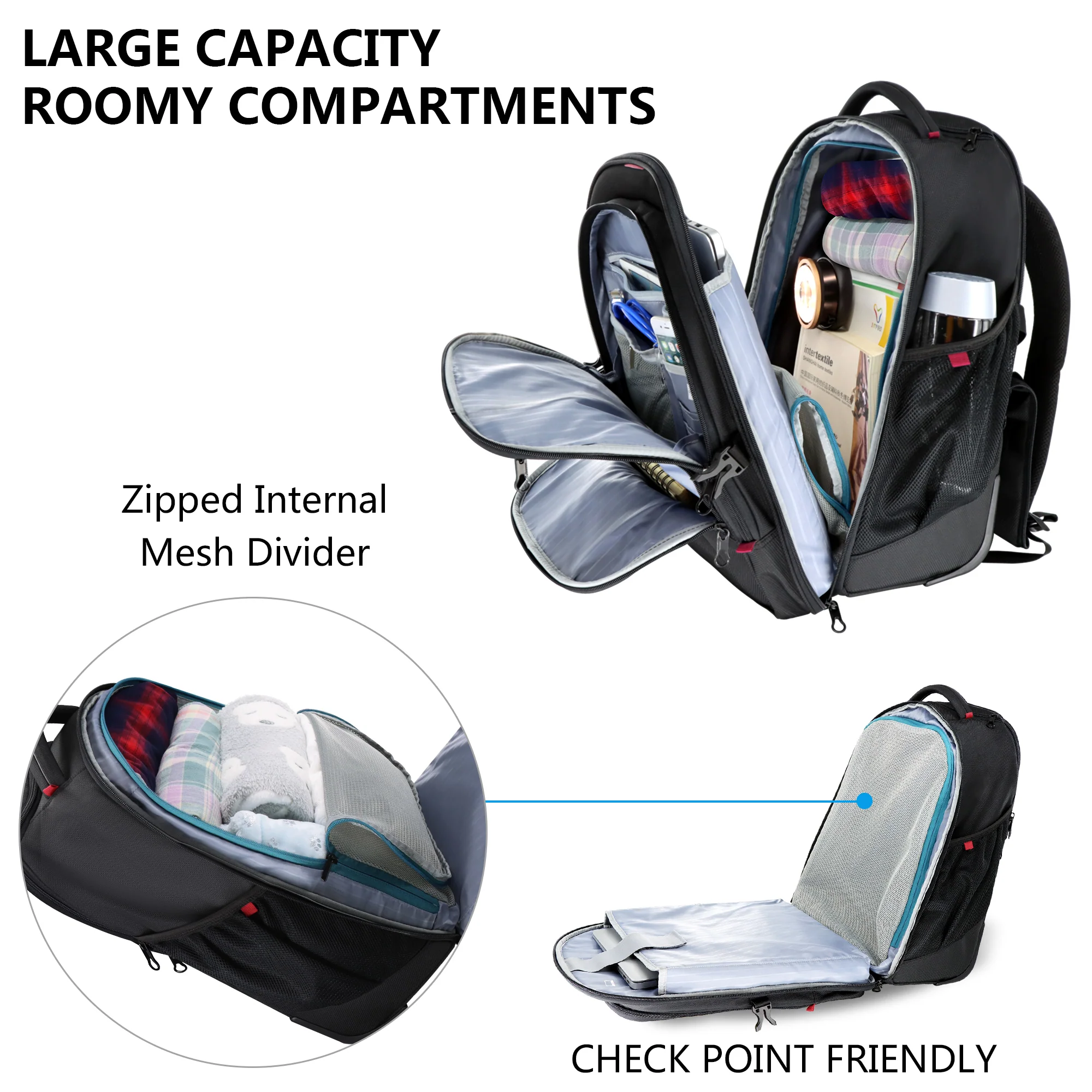 KROSER 17" Rolling Laptop Backpack - Image 4