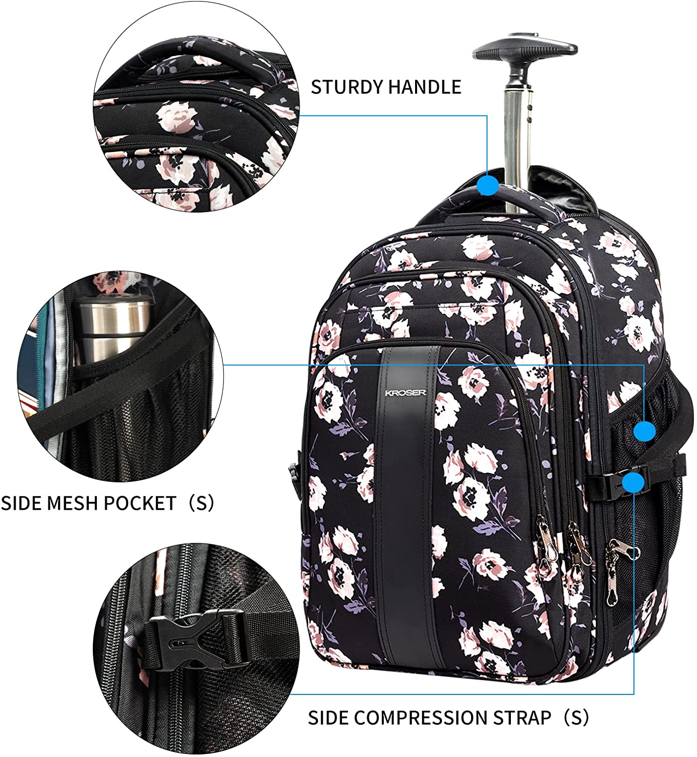 KROSER 17" Rolling Laptop Backpack - Image 7