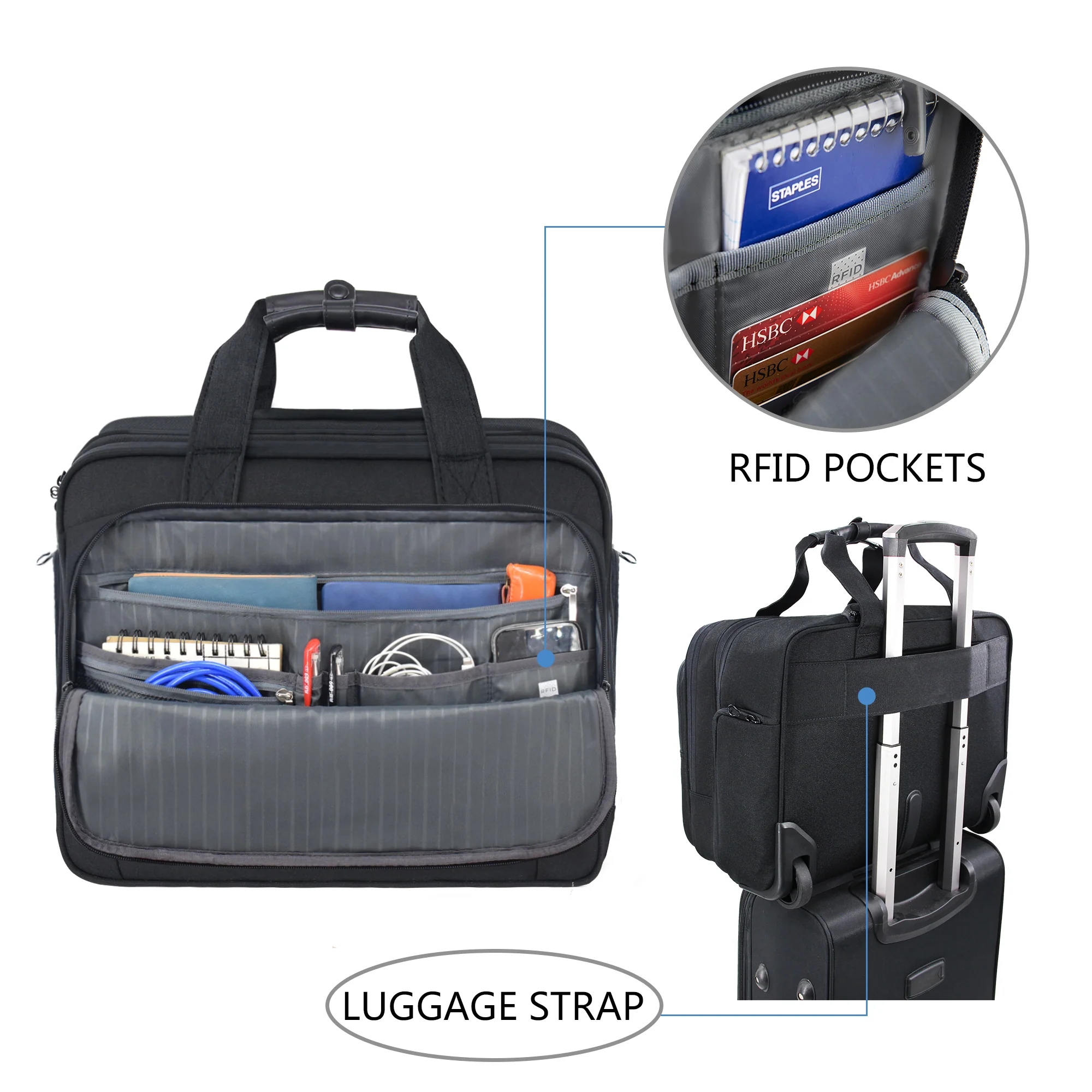 KROSER 17.3" Rolling Laptop Bag Briefcase - Image 4