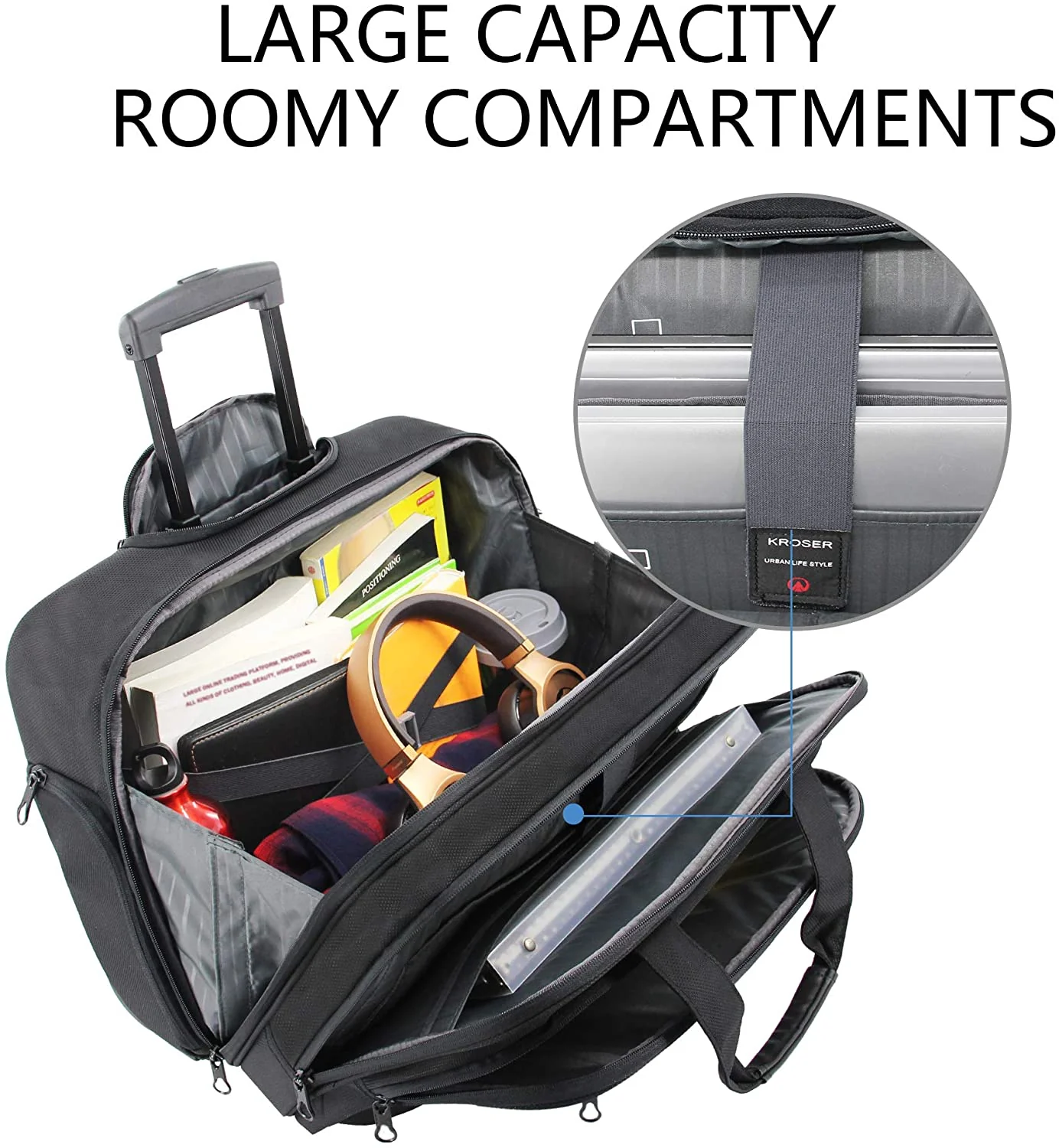 KROSER 17.3" Rolling Laptop Bag - Image 3