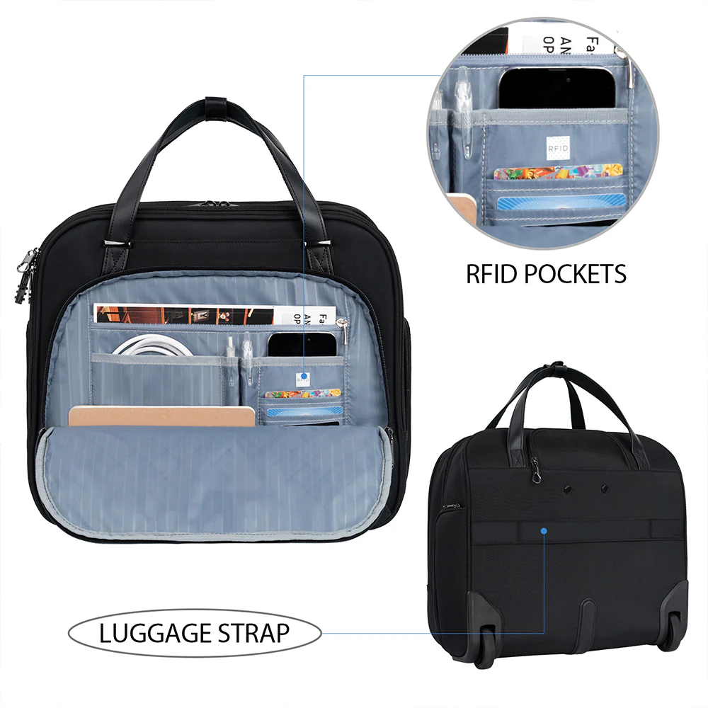 KROSER 17.3" Quilted Rolling Laptop Bag - Image 5