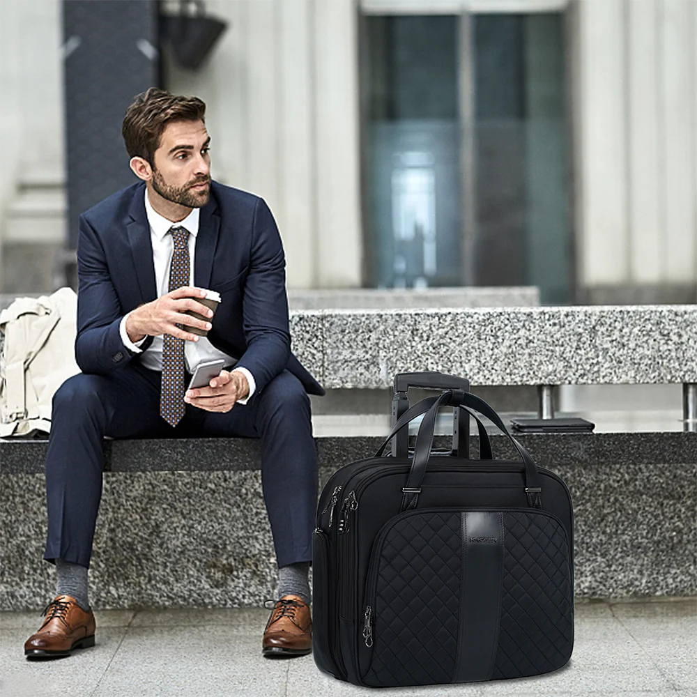 KROSER 17.3" Quilted Rolling Laptop Bag - Image 7