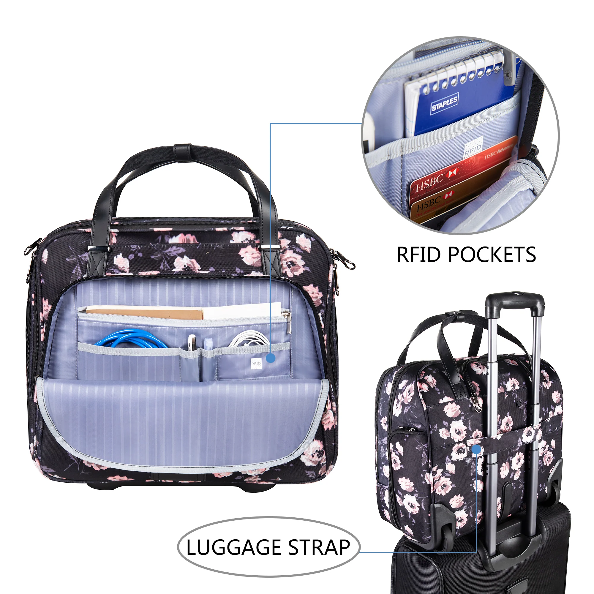 KROSER 15.6" Rolling Laptop Briefcase - Image 3