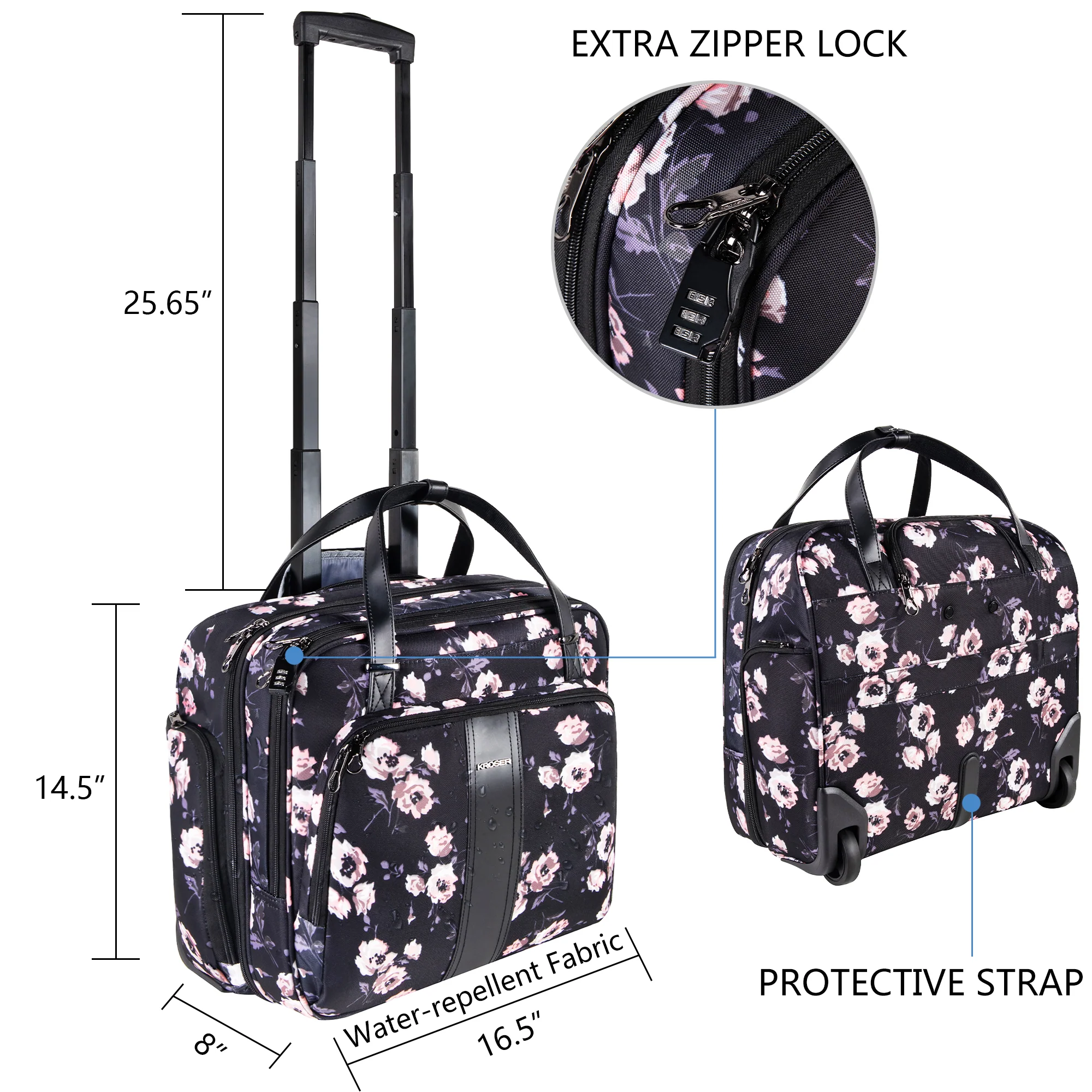 KROSER 15.6" Rolling Laptop Briefcase - Image 5