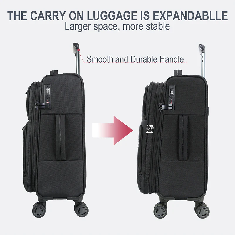 KROSER 20" Softside Expandable Carry-On Luggage with USB & TSA Lock - Image 4