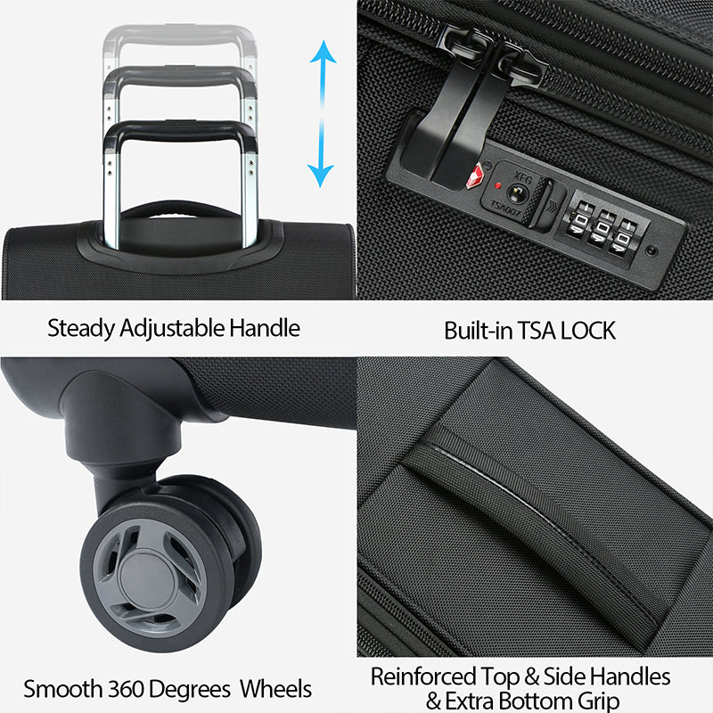 KROSER 20" Softside Expandable Carry-On Luggage with USB & TSA Lock - Image 6