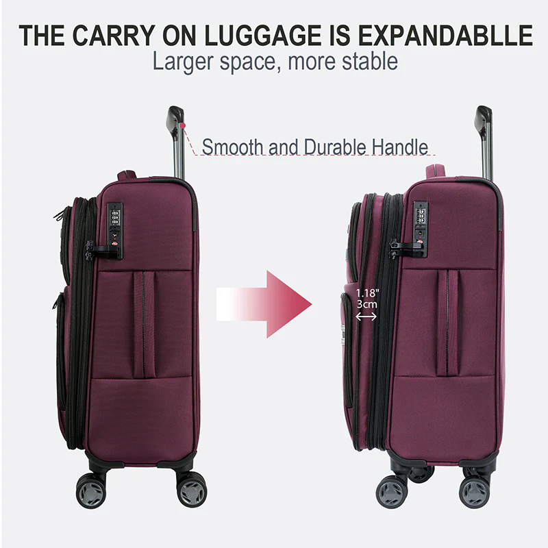 KROSER 20" Softside Expandable Carry-On Luggage with USB & TSA Lock - Image 3