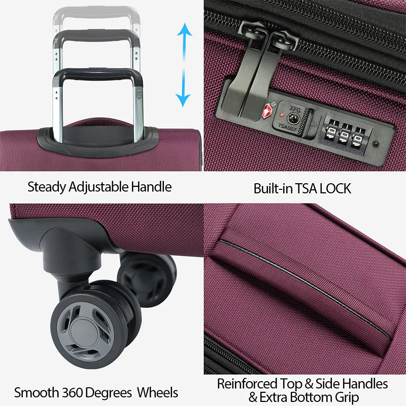 KROSER 20" Softside Expandable Carry-On Luggage with USB & TSA Lock - Image 5