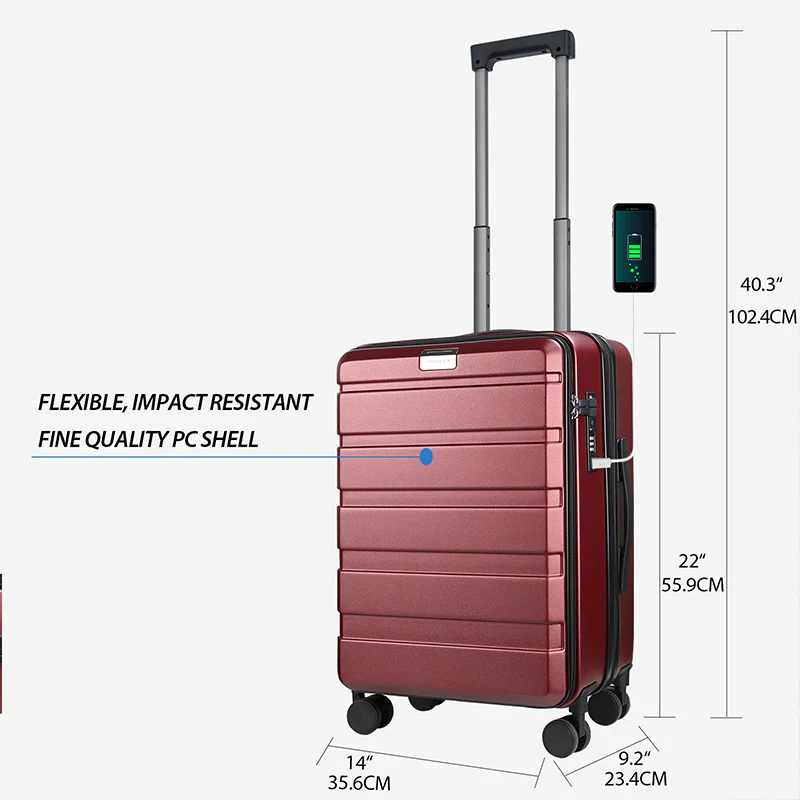 KROSER 20" Top-Loading Carry-On Luggage with USB & TSA Lock - Image 3