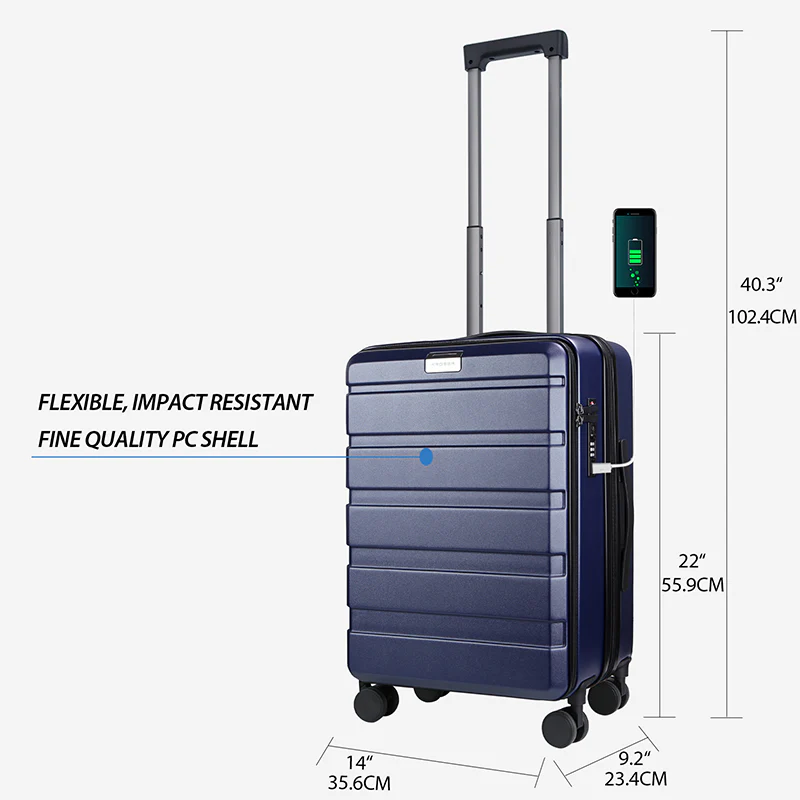 KROSER 20" Top-Loading Carry-On Luggage with USB & TSA Lock - Image 2